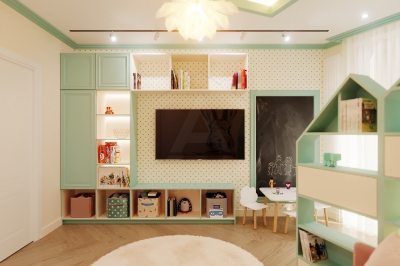 Світло та радість Яскрава дитяча кімната з великою кількістю природного та штучного освітлення, сприяє навчанню та іграм