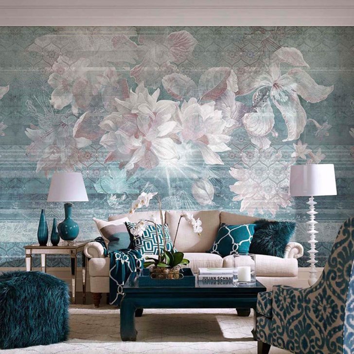 Сіра абстракція у вітальні Абстрактні 3D шпалери в сірих тонах у сучасній вітальні з мінімалістичним декором.