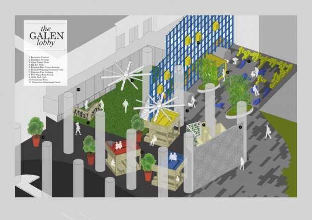 Гален: Еклектика в деталях Еклектичний офісний інтер'єр наукового парку «Гален» 2026 з незвичними деталями та рішеннями.