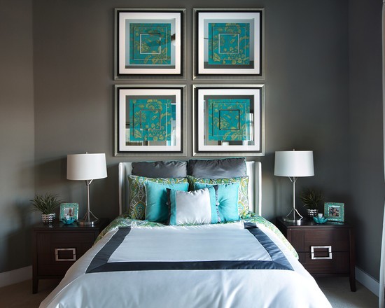 Бірюза в деталях Бірюзовий колір в інтер'єрі спальні, текстиль та декор у відтінках моря