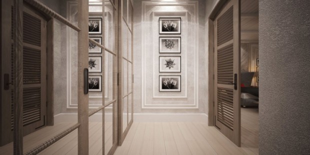 Геометричні візерунки на стінах Стильний передпокій 2026: вінілові наклейки з геометричними візерунками.