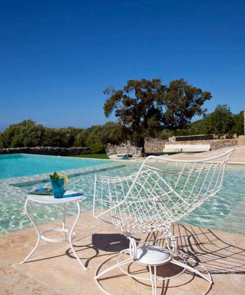 Басейн вдень Денний вигляд басейну в будинку середземноморського стилю: дизайн інтер'єру 2026 з елементами рустикального шарму