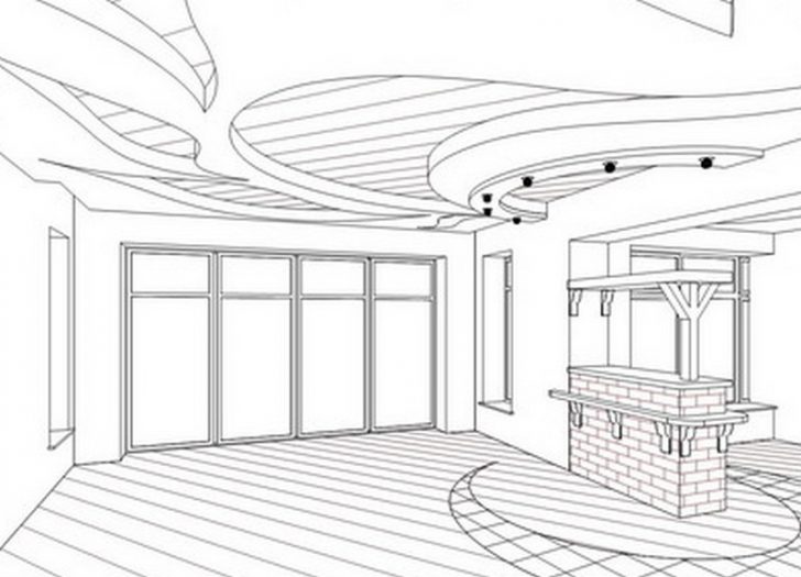 Проект стелі для вітальні Сучасний дизайн стелі з гіпсокартону для вітальні, приклад проекту 2026