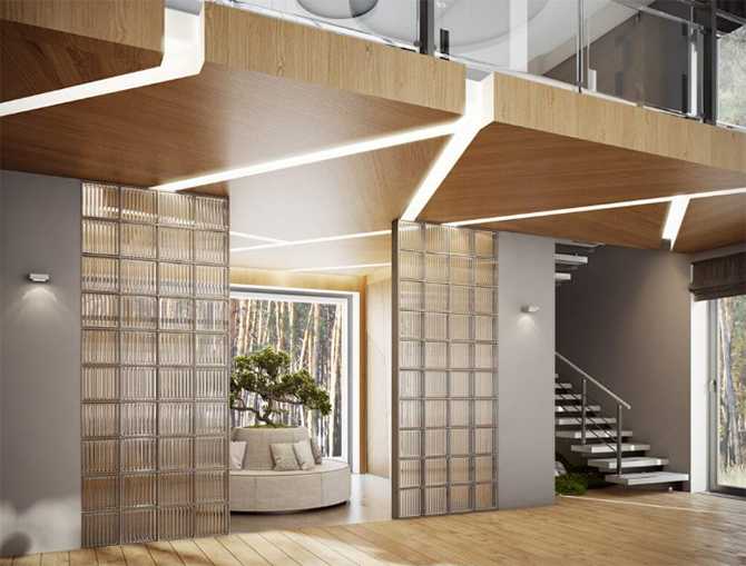 Внутрішній балкон в котеджі Внутрішній балкон в дизайні котеджу з видом на вітальню, мінімалізм 2026.