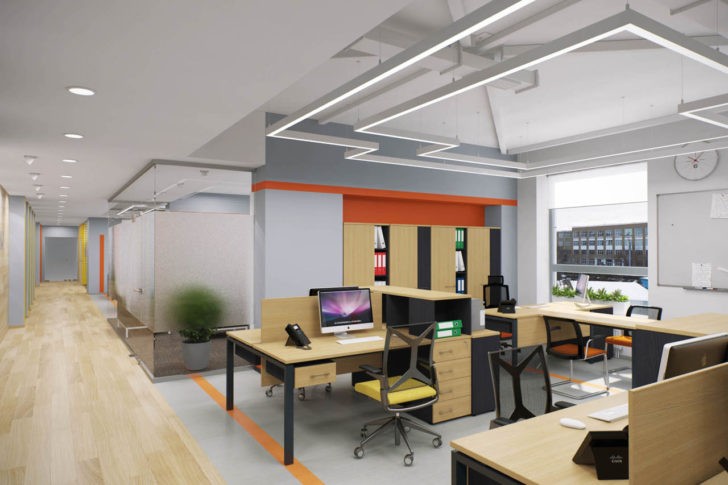 Відкритий офісний простір Сучасний дизайн офісу з відкритим плануванням, що сприяє співпраці та комунікації.