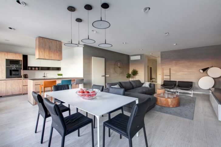 Еко-кухня 2026 Сучасна кухня-вітальня в дизайні квартири 2026 з елементами еко-стилю та розумного дому.