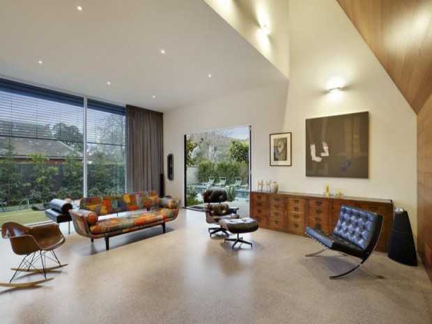 Еклектична Вітальня 2026 Вітальня в стилі еклектика 2026: поєднання вікторіанського стилю та сучасних меблів в Мельбурні.