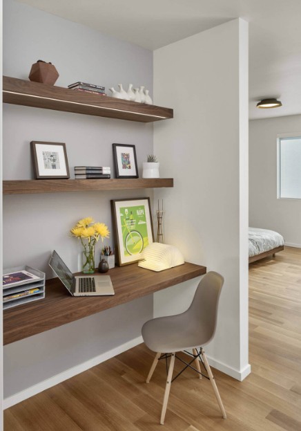 Робочий простір Mid-century Сучасний дім у стилі Mid-century: робоче місце з вінтажними елементами та скандинавським мінімалізмом, дизайн 2026