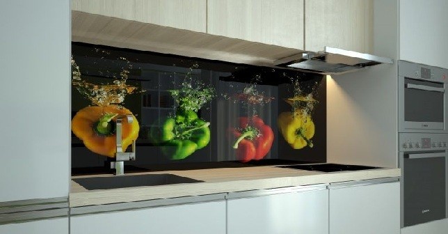 Пластиковий фартух з фотодруком Сучасний кухонний фартух із пластику з яскравим фотодруком для вашої кухні.