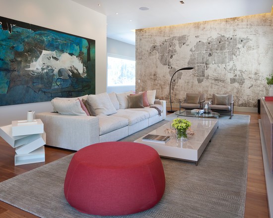 Карта для мандрів у залі Фотошпалери із зображенням карти мандрівника в сучасній вітальні 2026.