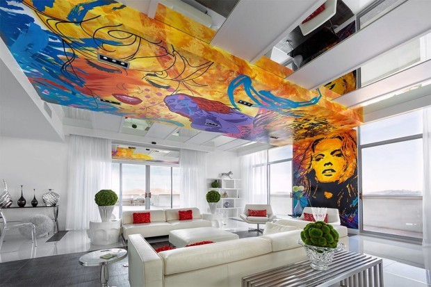 Кольори у білій залі Яскраві фотошпалери додають кольору та енергії в білий інтер'єр вітальні 2026.