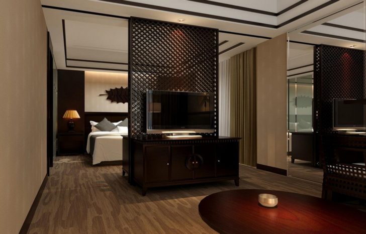 Перегородка для зонування Невелика перегородка для зонування спальні та кабінету: стильне рішення для невеликих приміщень.