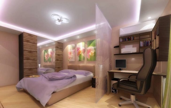 Скляна перегородка Стильна перегородка зі скла у спальні-кабінеті: сучасний дизайн та природне освітлення.