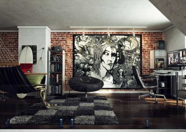 Робочий простір в лофті Організована робоча зона в лофт квартирі з природнім освітленням та зручним столом.