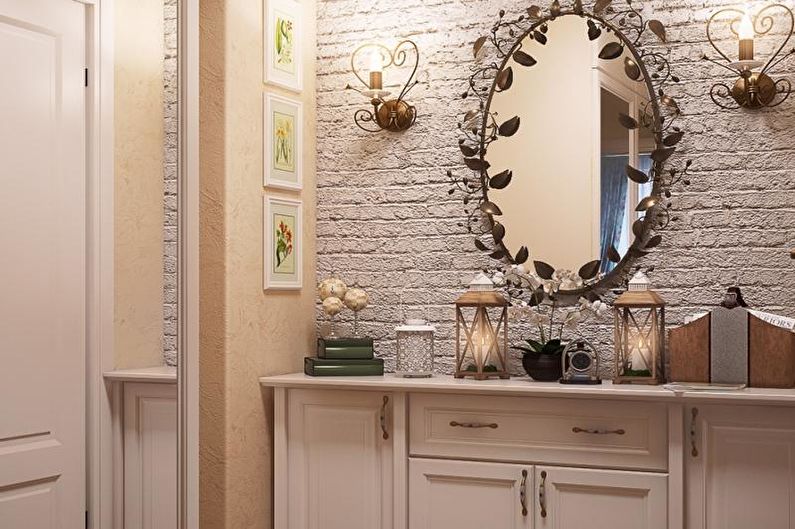 Стильна цегляна стіна Стильний передпокій з декоративною цеглою, що відповідає сучасним трендам.