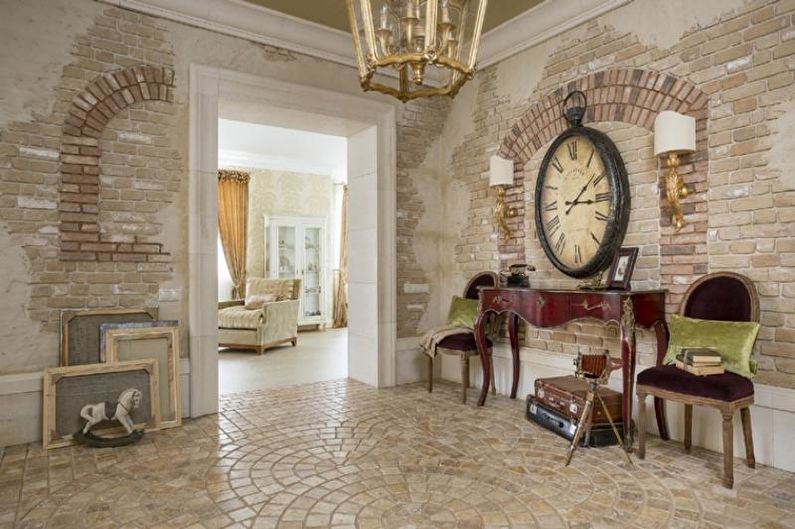 Декор цеглою в прихожій Дизайн передпокою з використанням декоративної цегли як елементу декору