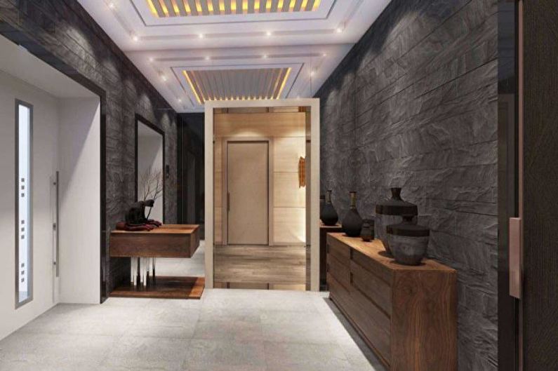 Цегла в інтер'єрі передпокою Елегантний передпокій з використанням цегли в інтер'єрі, сучасний стиль.