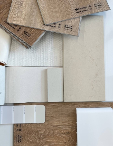 Матеріали для дому Різноманітні матеріали для дизайну інтер'єру: дерево, камінь, плитка для дому.