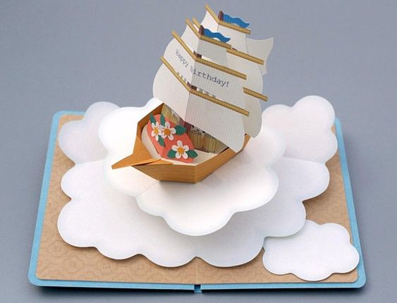 Креативна 3D листівка Об'ємна 3D відкритка ручної роботи з паперу, ідея для подарунка на день народження.