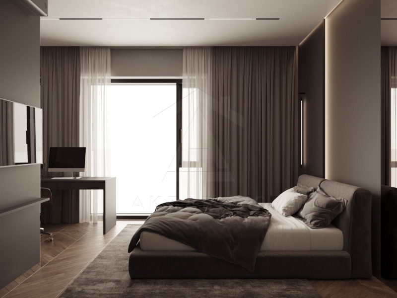 Нейтральна гармонія штор Нейтральні штори в тон стін створюють гармонійний та спокійний інтер'єр, не перевантажуючи простір.