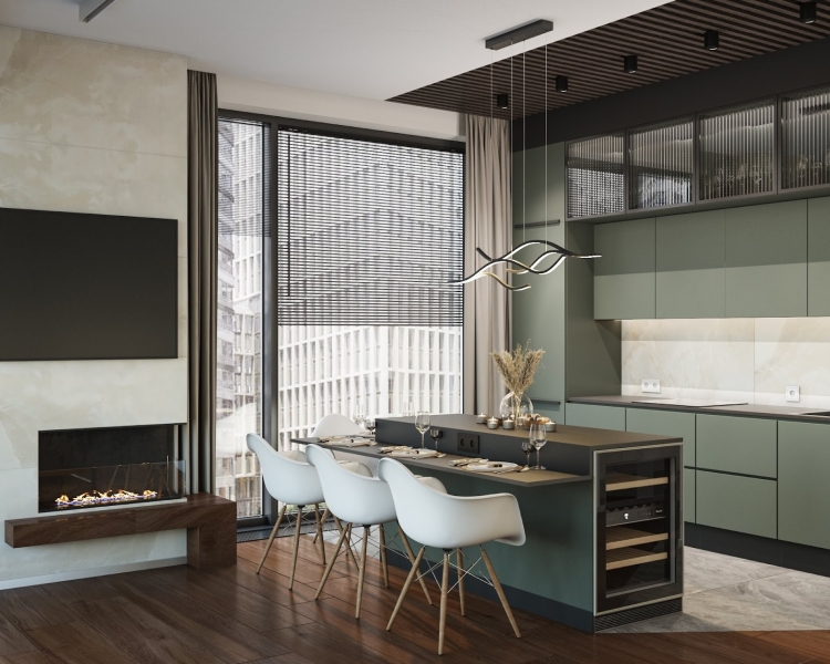 Кухонна комбінація штор Штори для кухні 2026: комбінація рулонних та тканинних штор для практичності та стилю.