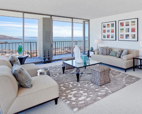 Абстрактний килим 2026 Килим 2026: оригінальний абстрактний дизайн у світлій вітальні, додає затишку кімнаті