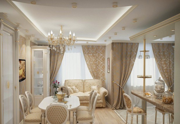 Класика в деталях Інтер'єр кухні в класичному стилі з дерев'яними елементами та освітленням