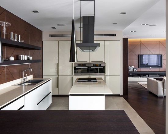 Зебрано: біла гармонія Поєднання білого кольору та текстури зебрано в дизайні кухні.