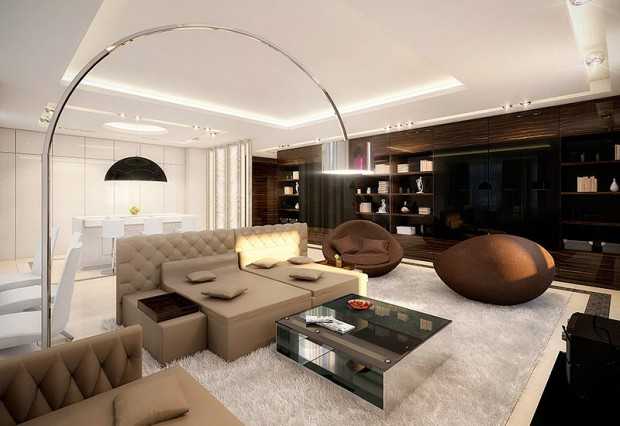 Хай-тек передпокій Стильний передпокій в стилі хай-тек з сучасними меблями та фотогалереєю на стіні.