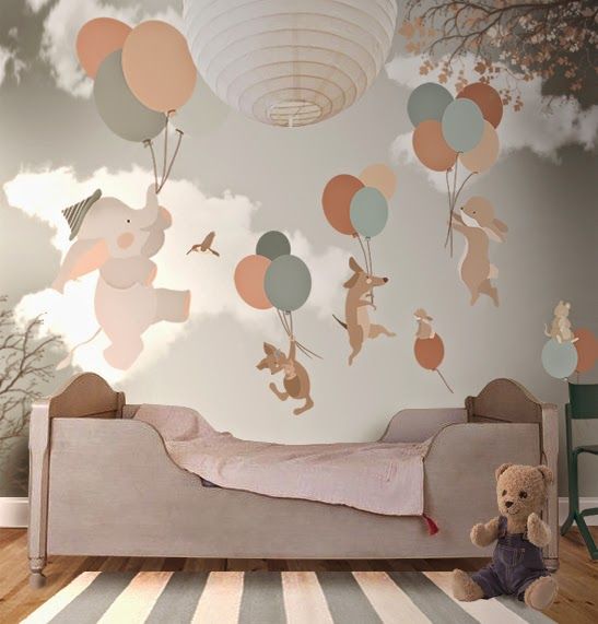 Шпалери з лісовими тваринами Дитяча кімната оформлена шпалерами із зображенням милих лісових тварин.