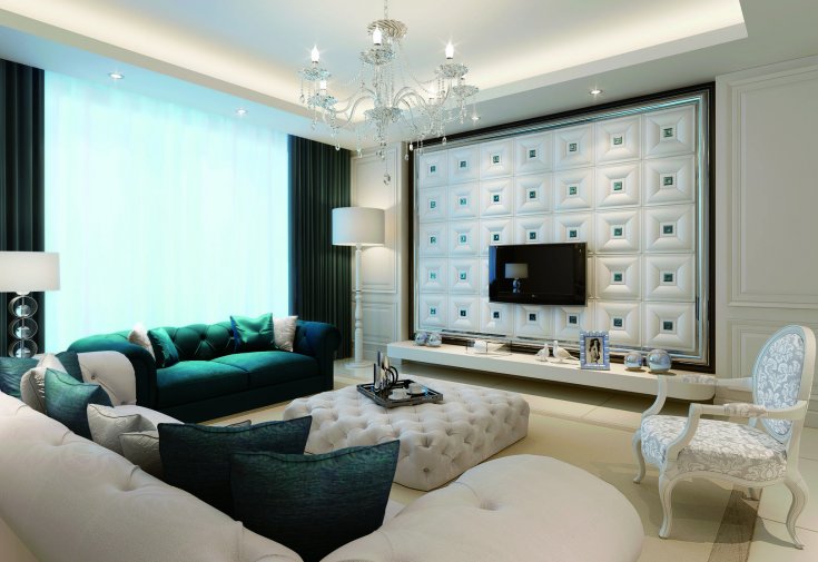 Акцентні шкіряні шпалери Шпалери під шкіру з тисненням: стильний акцент в інтер'єрі вітальні