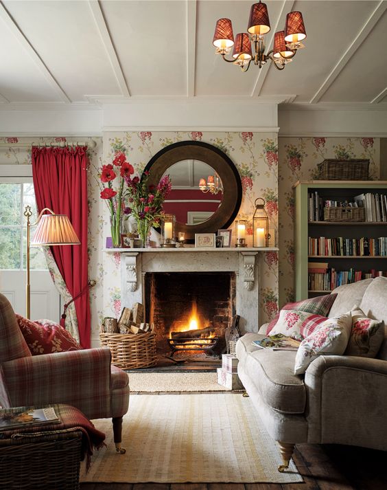 Пастельна кантрі гармонія Шпалери з пастельним малюнком в інтер'єрі кімнати, стиль кантрі, тенденції 2026