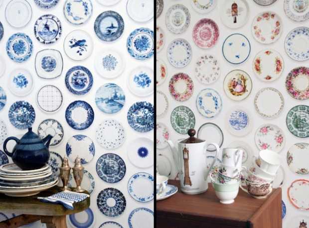Вінтаж: Фарфорова елегантність Вінтажні шпалери з візерунком фарфорової тарілки для елегантного інтер'єру у 2026 році