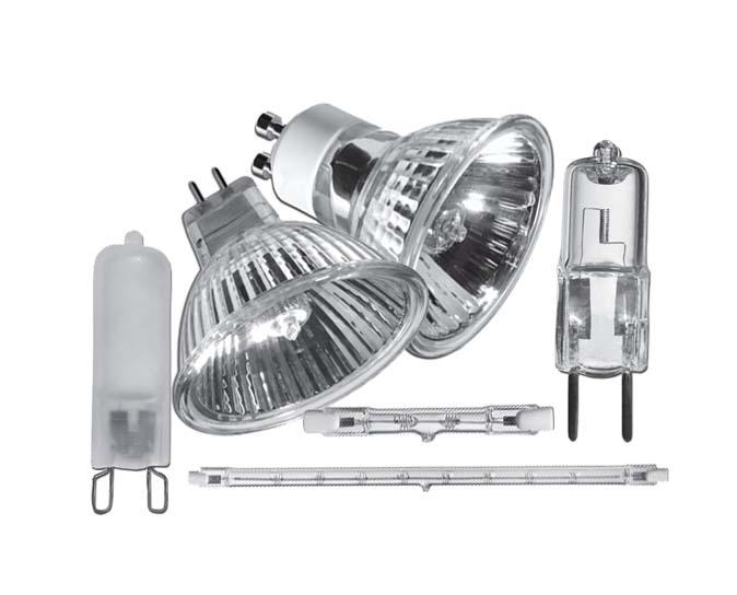 Галогенні лампи Різні види галогенних ламп для освітлення ванної кімнати.