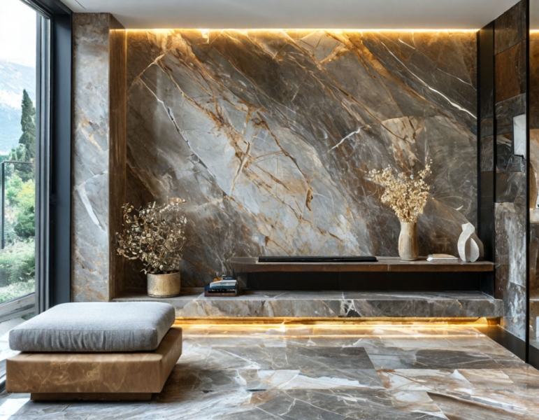 Камінь: ванна кімната Стильний інтер'єр: кам'яний слеб у ванній кімнаті, природні та екологічні матеріали.