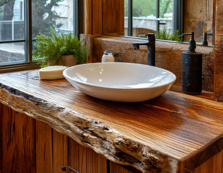 Дзеркало iз слебу Дзеркало в рамі з необробленого дерев'яного слебу, екологічний дизайн 2026.