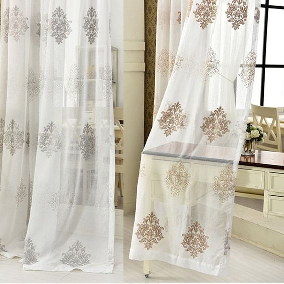 Вишуканий дамаск Тюль з вишуканим дамаським візерунком для елегантної вітальні, тренди 2026