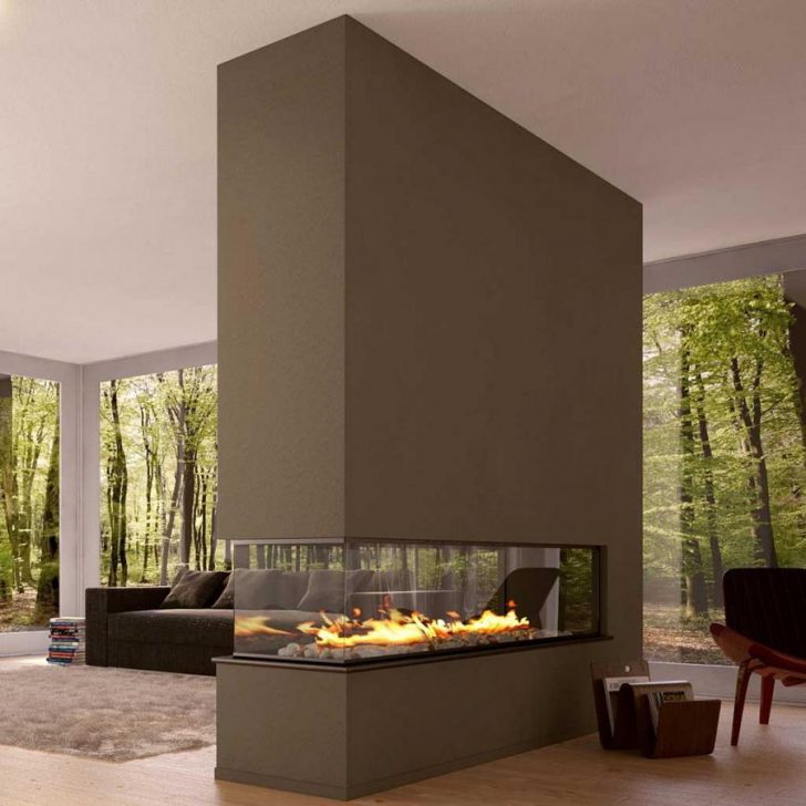 Перегородка з каміном Оригінальна міжкімнатна перегородка з вбудованим каміном для затишку та зонування.