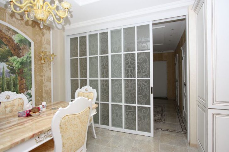 Стильна розсувна перегородка Сучасна розсувна перегородка для зонування кімнати, декорована в індивідуальному стилі.