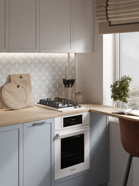 Середземноморська Кухня Простора кухня в середземноморському стилі з використанням натурального каменю та дерева.