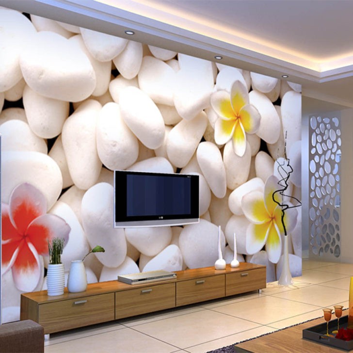 Водоспад у вітальні Вітальня з 3D шпалерами, що створюють ефект присутності біля водоспаду. Візуальне розширення простору.