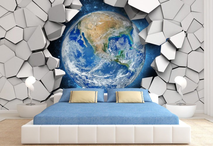 Об'ємна кухня з 3D Елегантний дизайн кухні з використанням 3D шпалер, що додають об'єму та глибини.