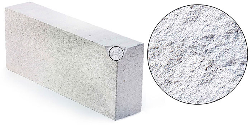 Газобетон: пориста структура Збільшене зображення пористої структури газобетонного блоку для перегородок D500