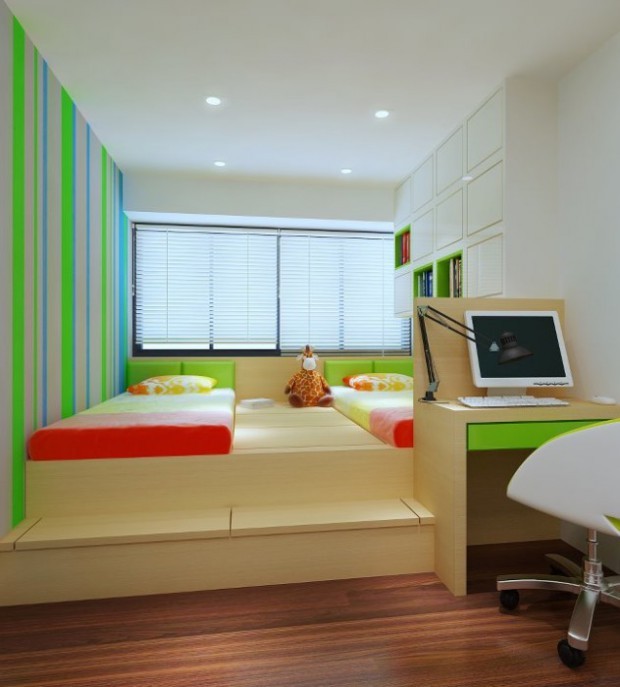 Затишок дитячої кімнати Стильна дитяча кімната для школяра з акцентною стіною та зручним ліжком