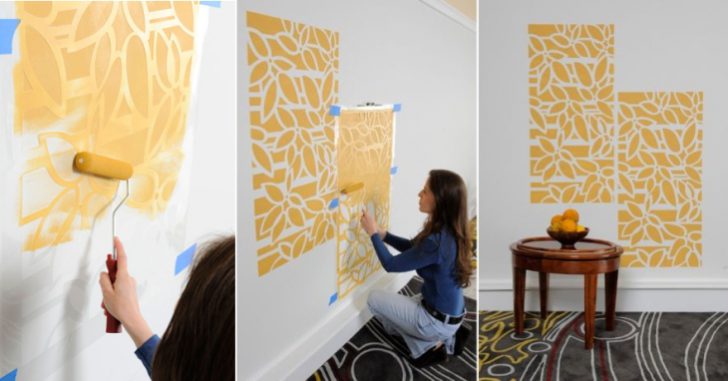 Затишок та елегантність Елегантний дизайн стін з трафаретами: створення затишної атмосфери в кімнаті.