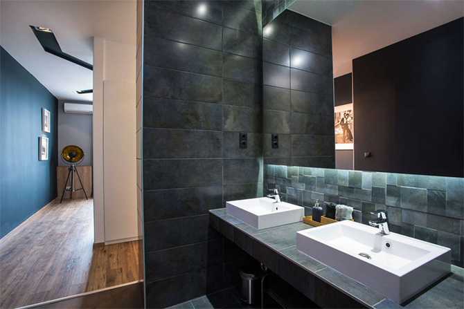 Лофт-ванна кімната 2026 Сучасний дизайн ванної кімнати в стилі лофт 2026 з дизайнерською сантехнікою.